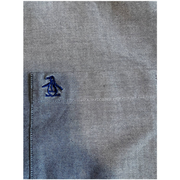An Original Penguin Blue Heritage Slim Fit Short Sleeved Button Down Size L - Picture 3 of 6